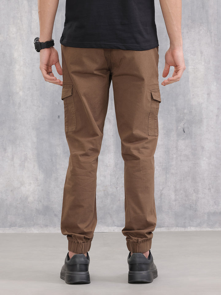 Cotton Stretch Cargo Jogger I Brown