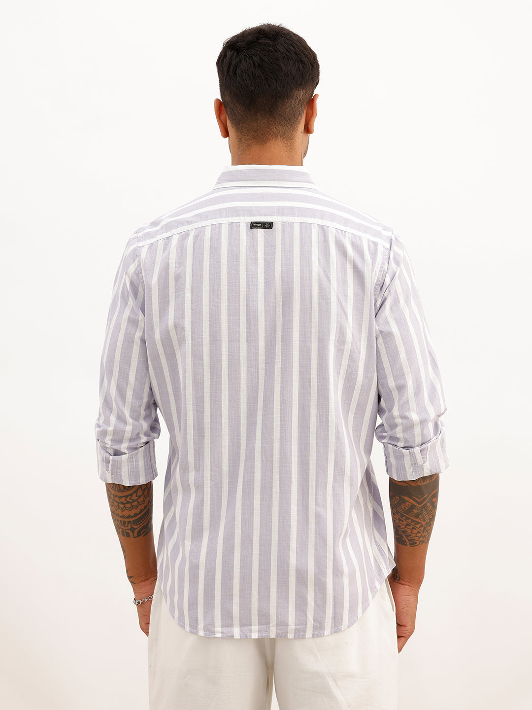 Regular Fit Striped Full Sleeve Shirt | Purple