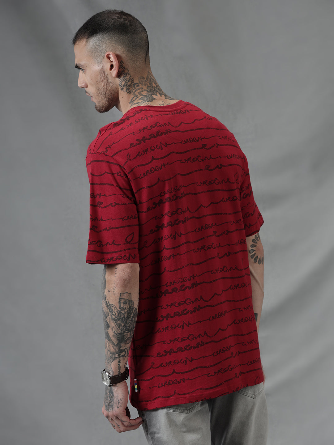 Typographic Red Crew Neck T-Shirt