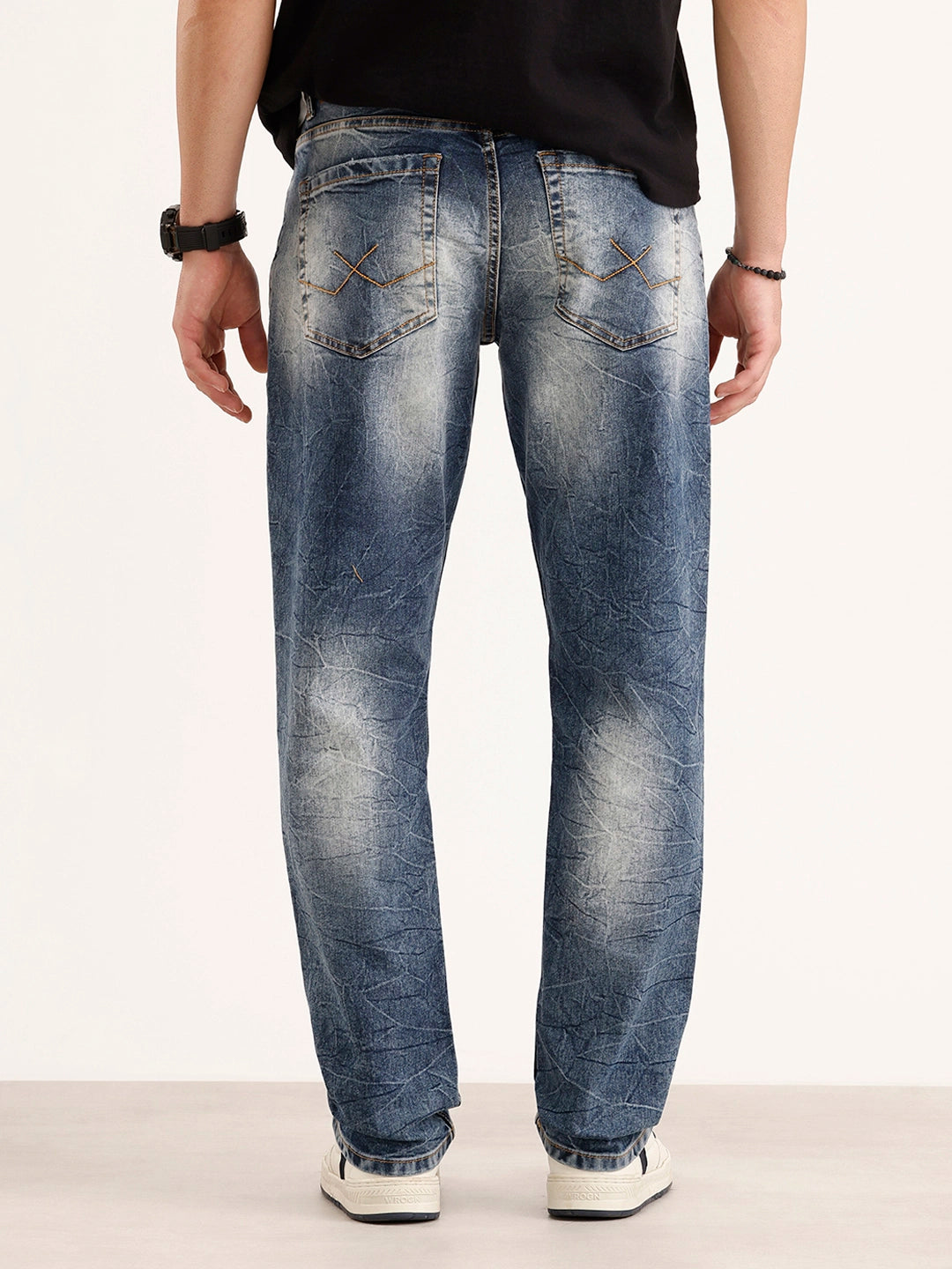 Relaxed Fit Distressed Denim Jeans | Light Blue