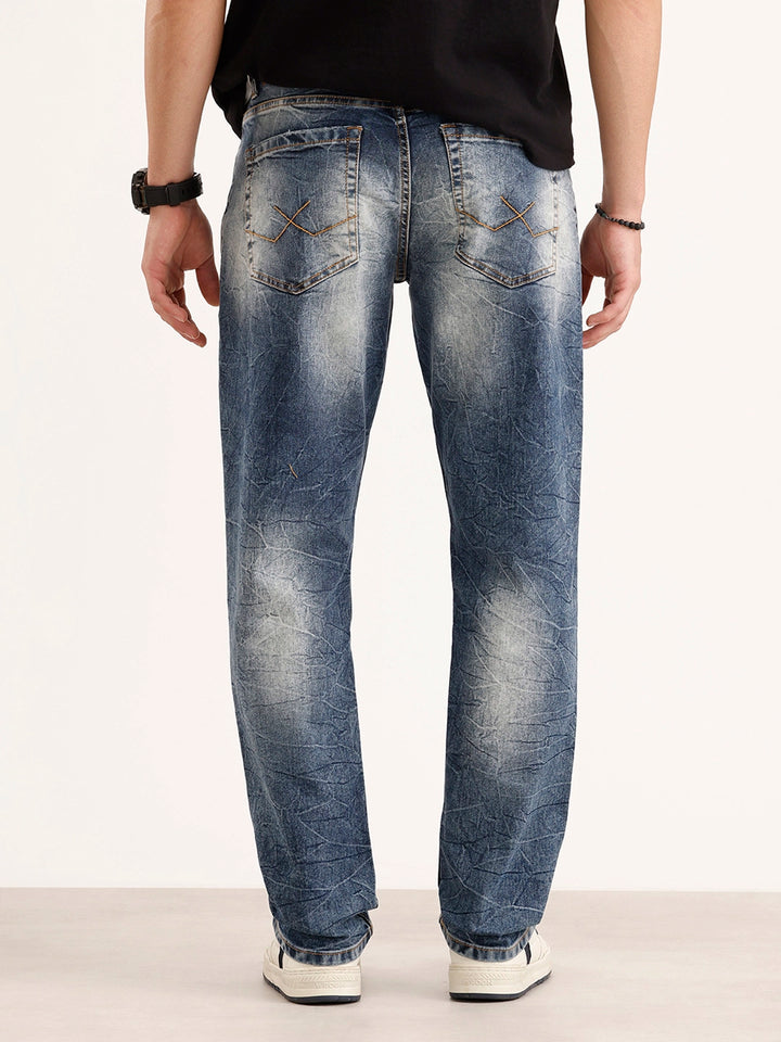 Relaxed Fit Distressed Denim Jeans | Light Blue