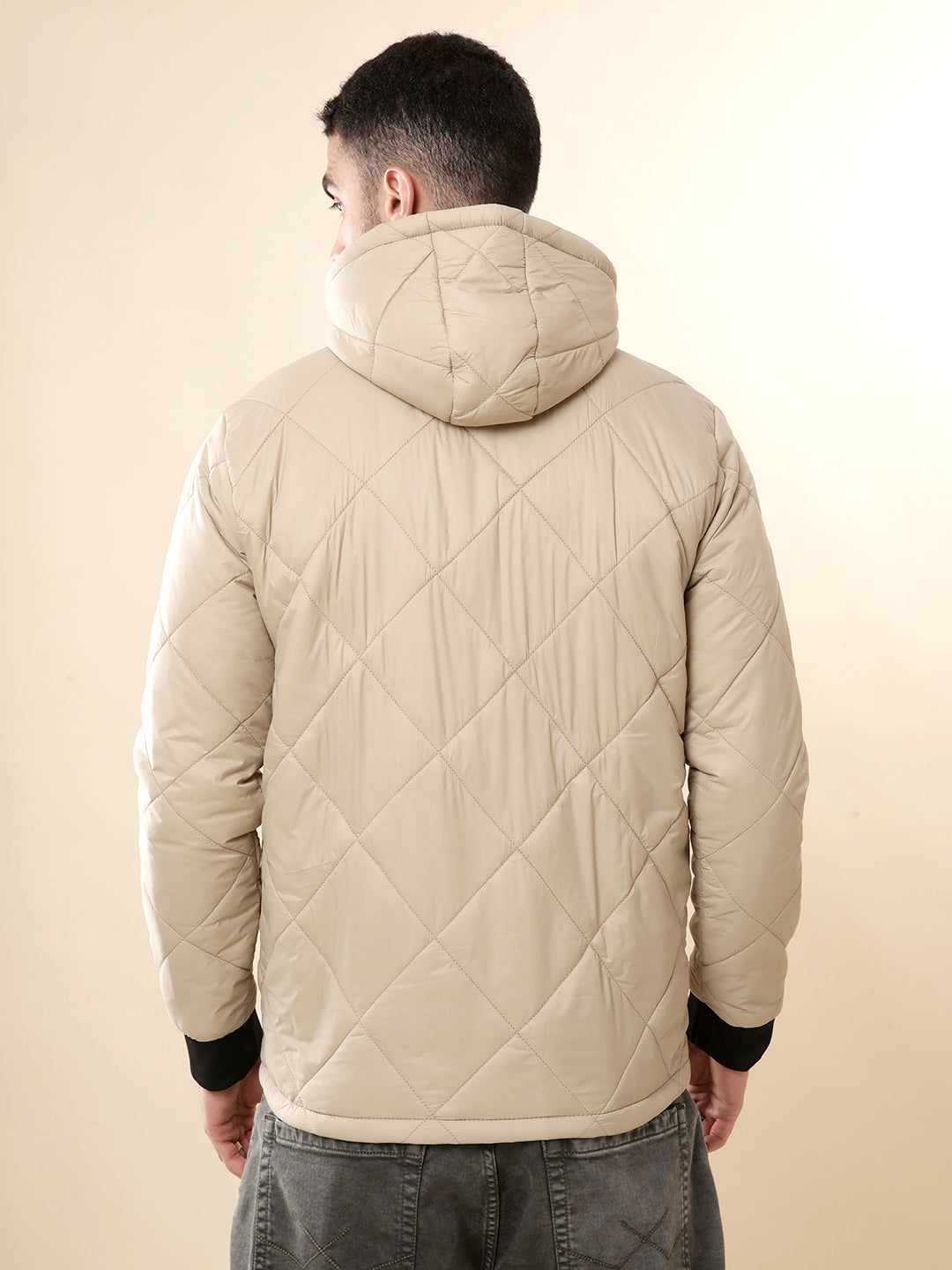 Beige Daze Hooded Puffer Jacket