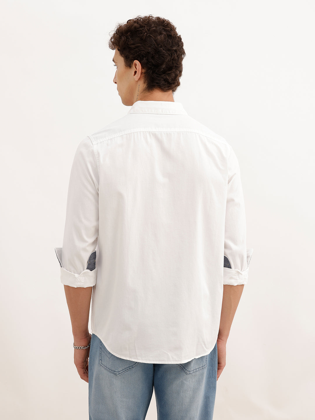 Solid Regular Fit Full Sleeve Shirt | White