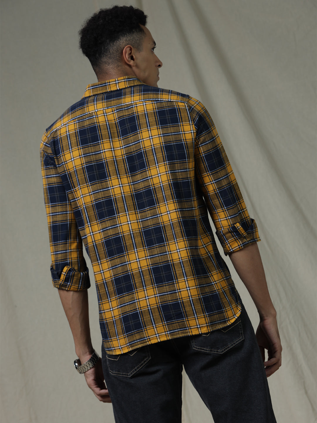 Checked Grids Yellow Shirt