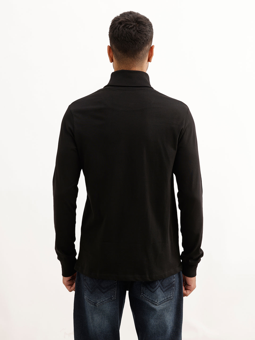 Solid Turtle Neck T-Shirt | Black