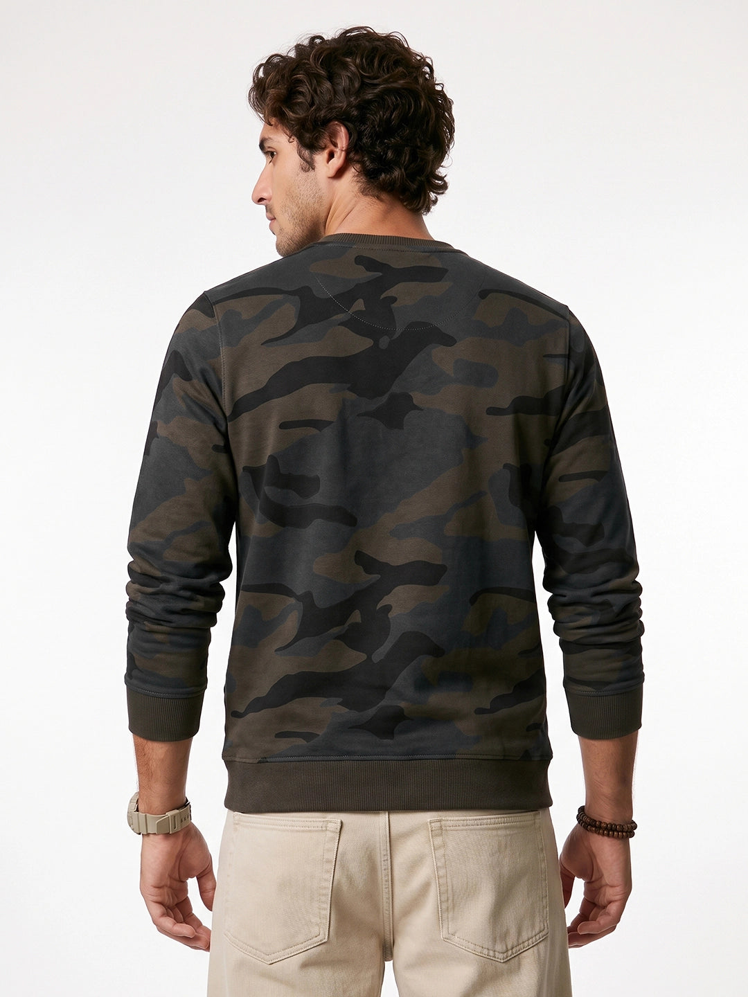 Slim Fit AOP Camo Sweatshirt | Olive