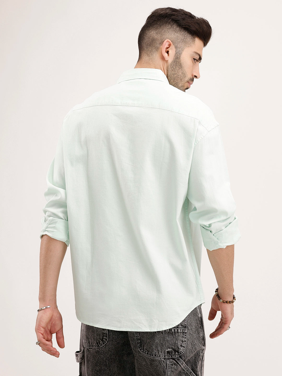 Oversized Fit Double Pocket Shirt | Light Green