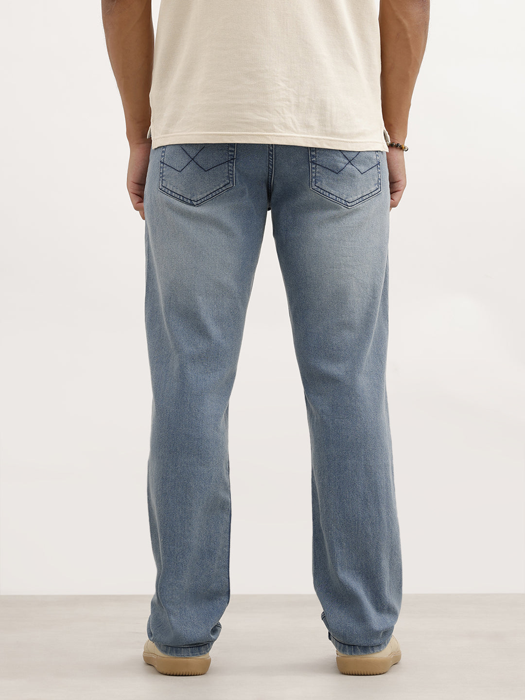 Faded Straight Fit Denim Jeans | Light Blue