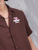 Fluid Resort Collar Shirt With Surreal Back Print | Brown
