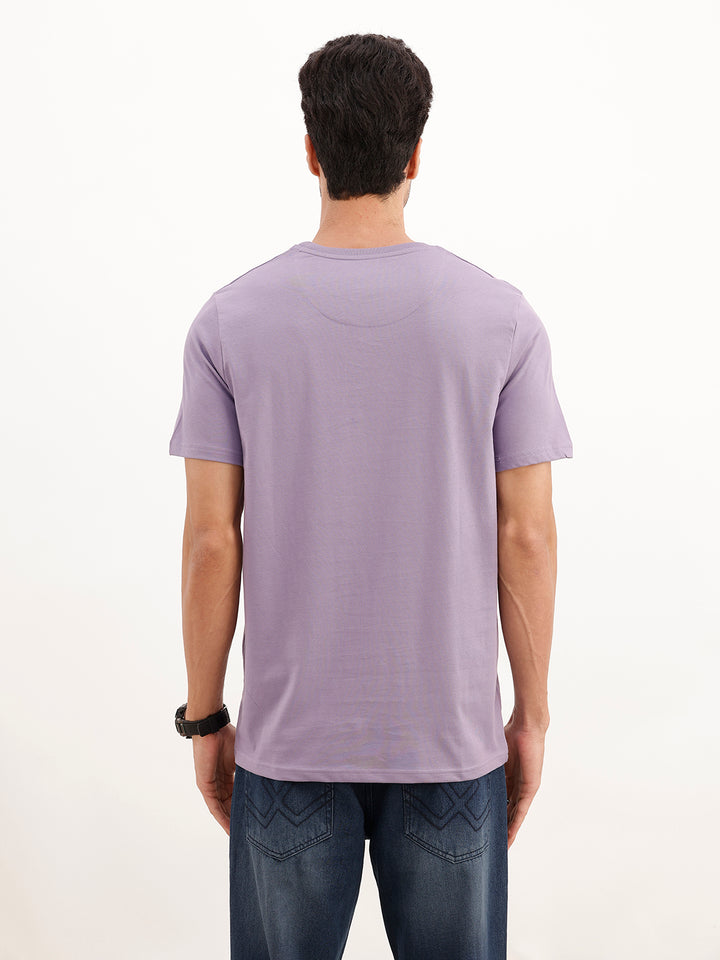 Slim Fit Emroidered Patch Detail T-Shirt | Purple