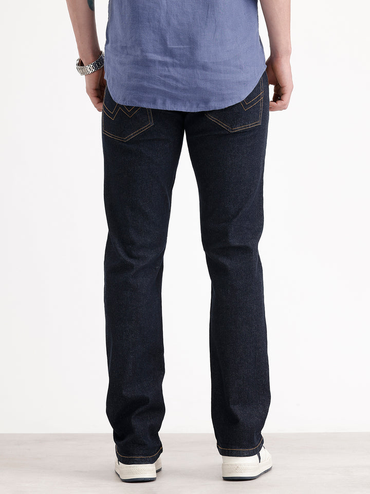 Solid Straight Fit Denim Jeans | Dark Blue