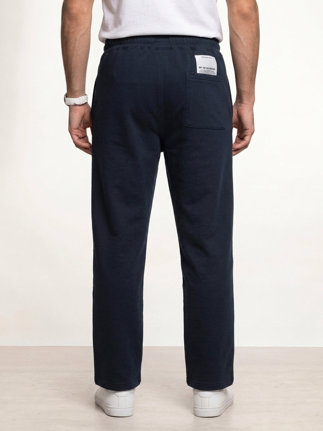 Solid Loose Fit Pleated Jogger | Navy Blue