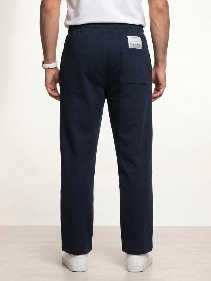 Solid Loose Fit Pleated Jogger | Navy Blue