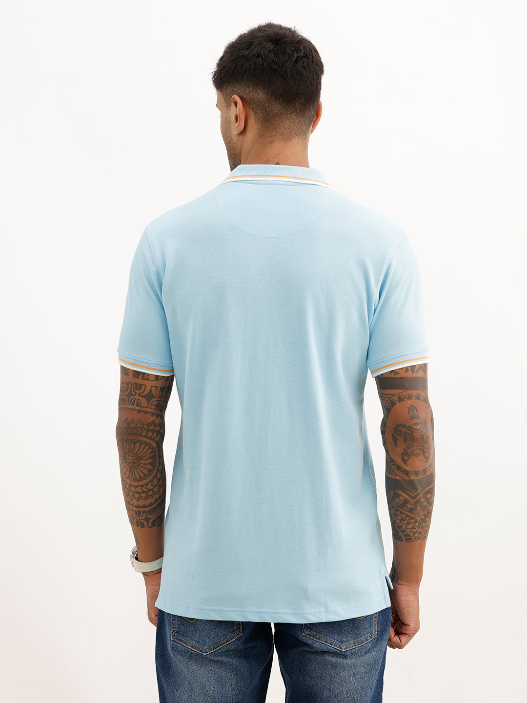 Regular Fit Tipping Collar Polo T-Shirt | Light Blue