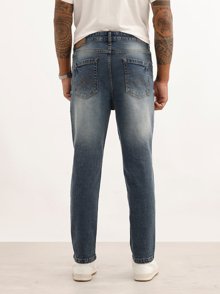 Faded Slim Ankle Fit Denim Jeans | Light Blue