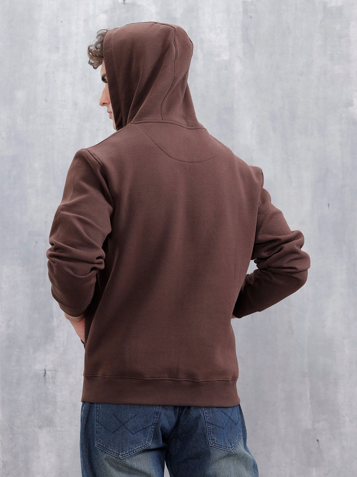 Men's Solid Zip-Up Hoodie Sweatshirt | Java