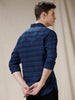 Navy Blue Striped Cotton Shirt