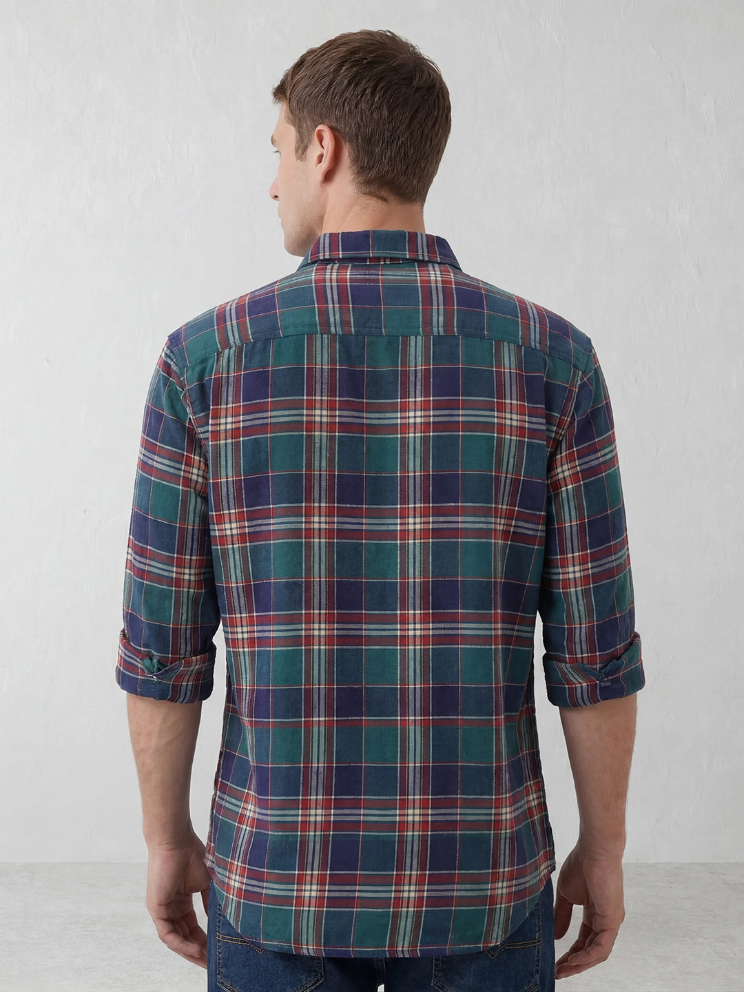 Comfort Fit Checkered Shirt | Navy Blue