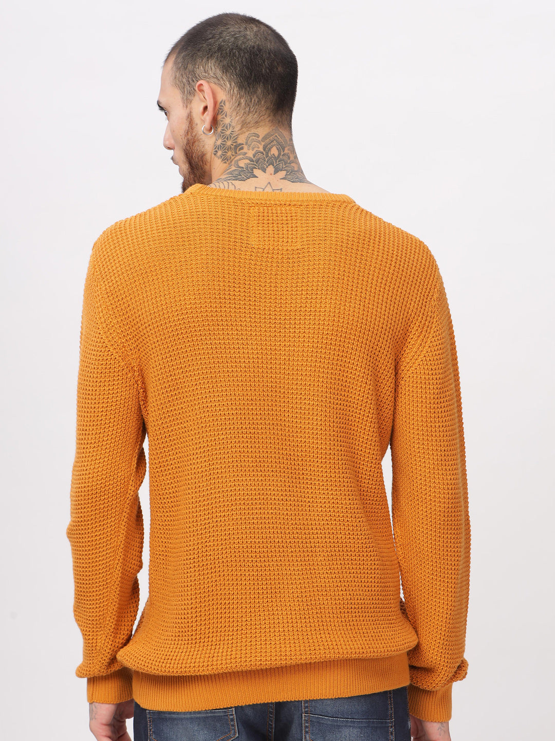 Knitted Mustard Crew Neck Sweater