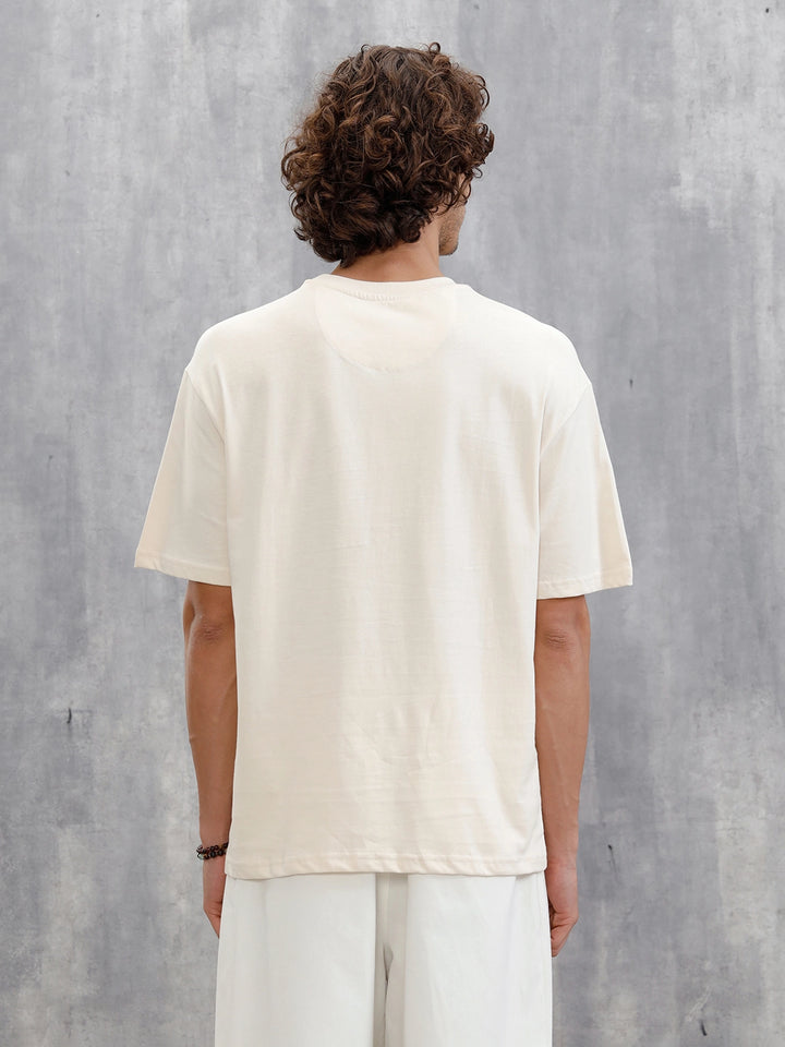 Logo Placement Printed T-Shirt | Beige