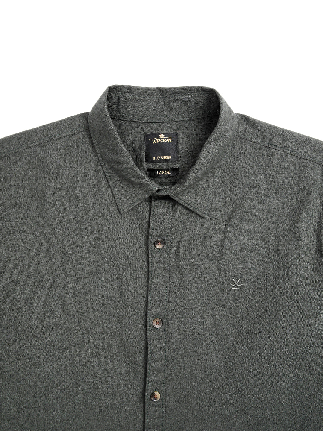 Solid Olive Cotton Linen Shirt