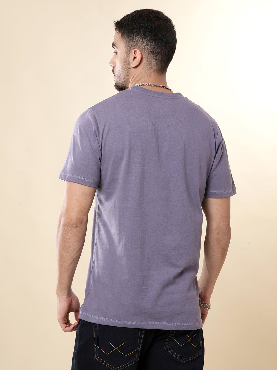 Solid Purple Contrast T-Shirt