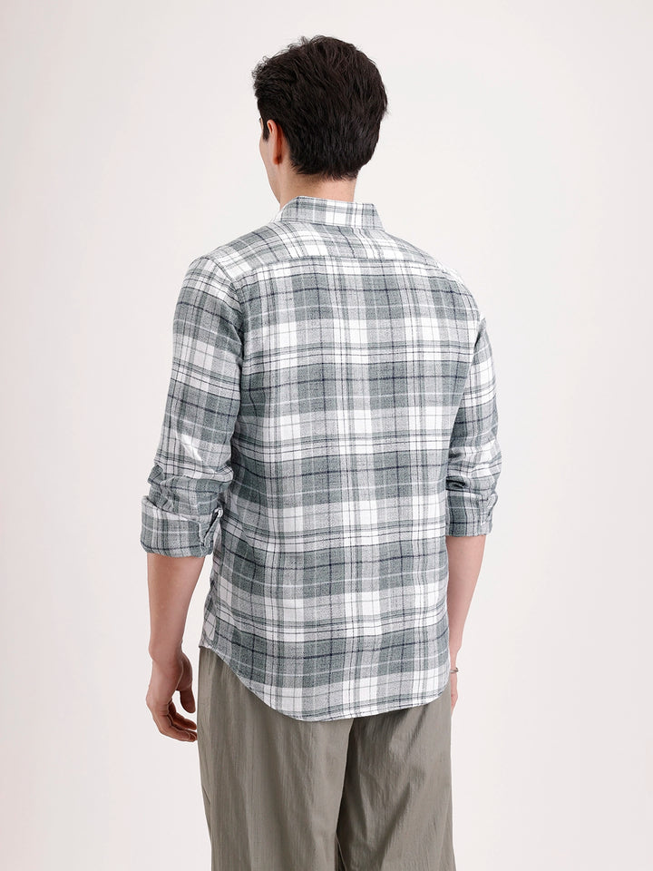 Classic Full Sleeve Checkered Shirt   |  Green