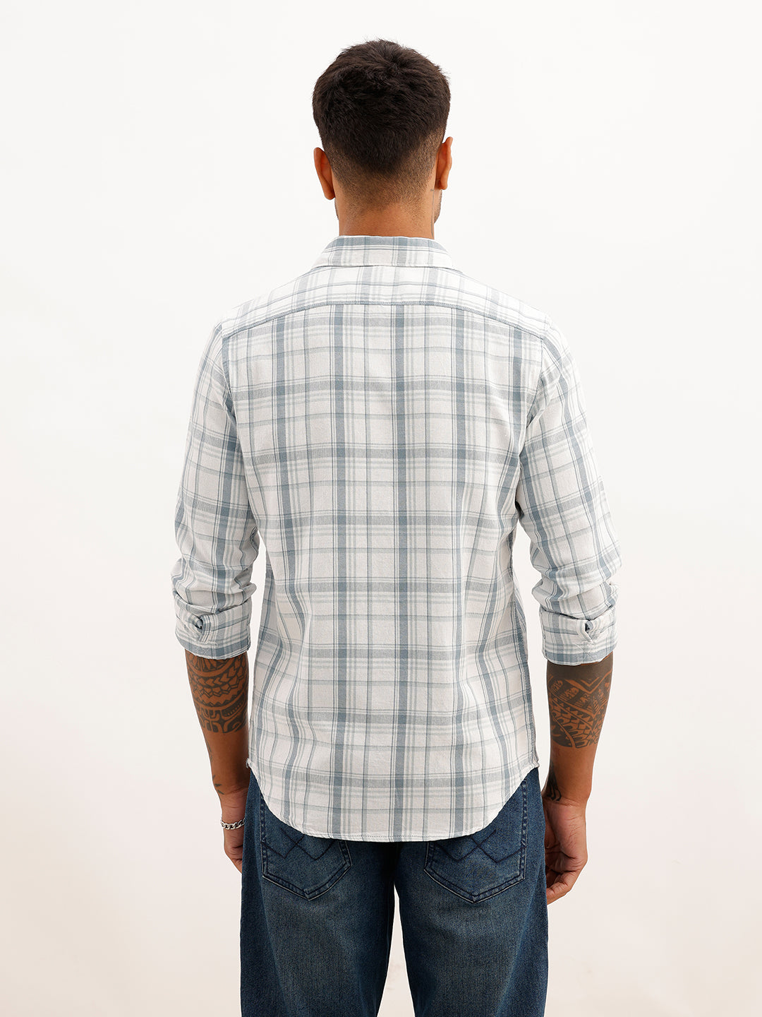 Regular Fit Checkered Shirt | White