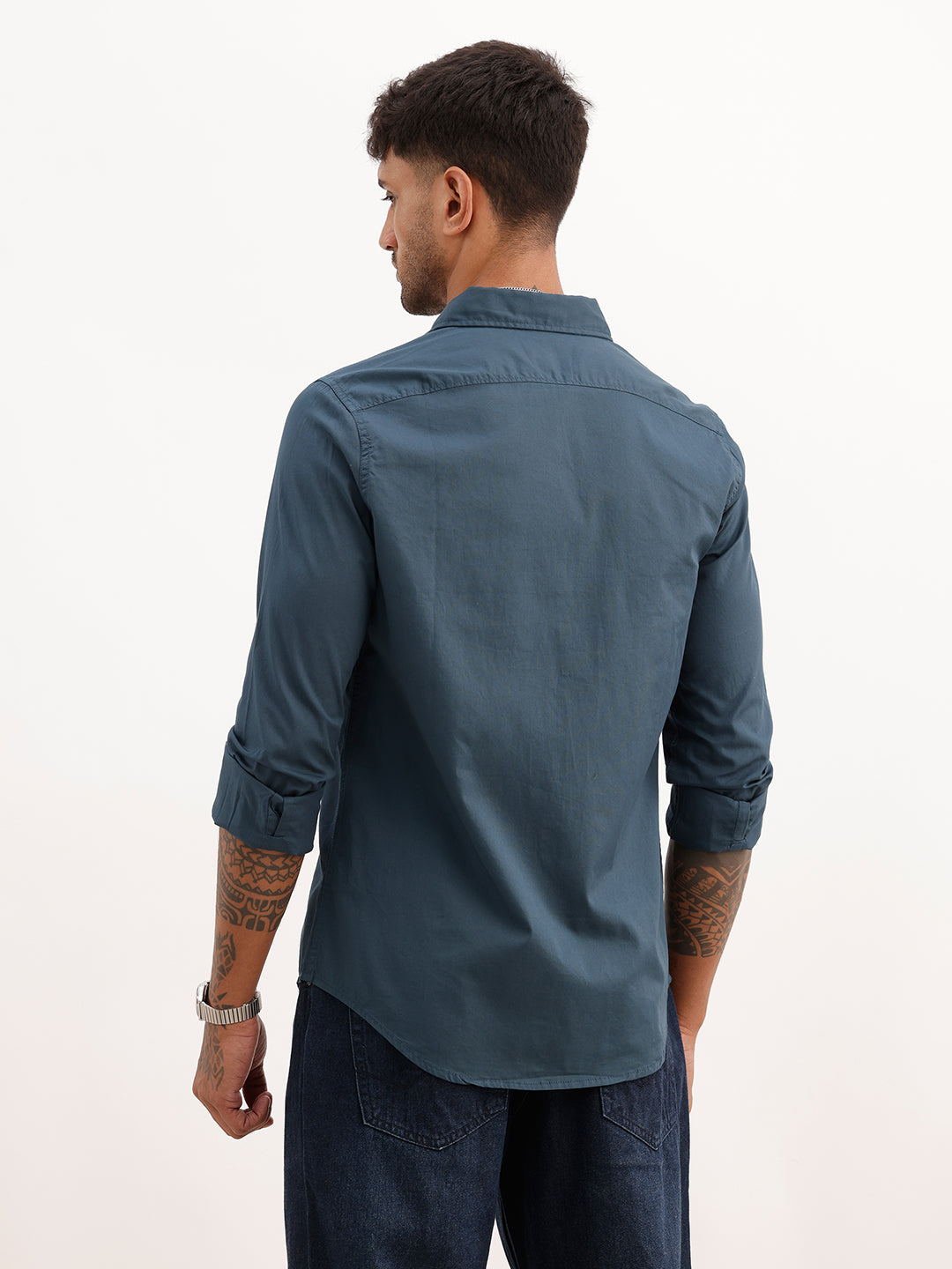 Regular Fit Solid Full Sleeve Shirt | Navy Blue | WVSH2571F