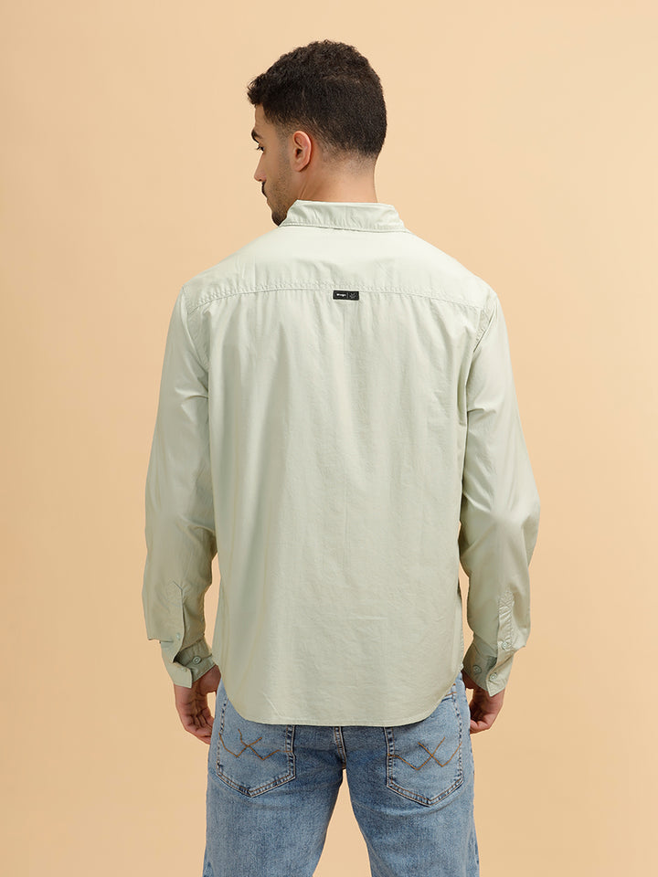 Solid Poplin Slim Fit Shirt | Light Green