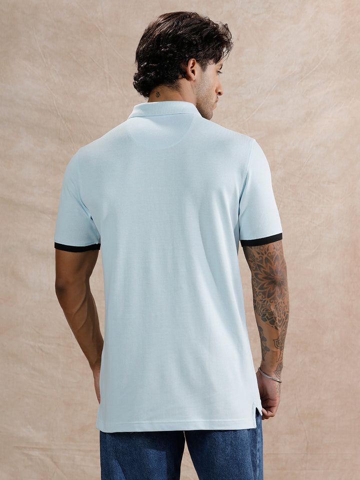 Solid Slim Fit Polo T-Shirt | Light Blue