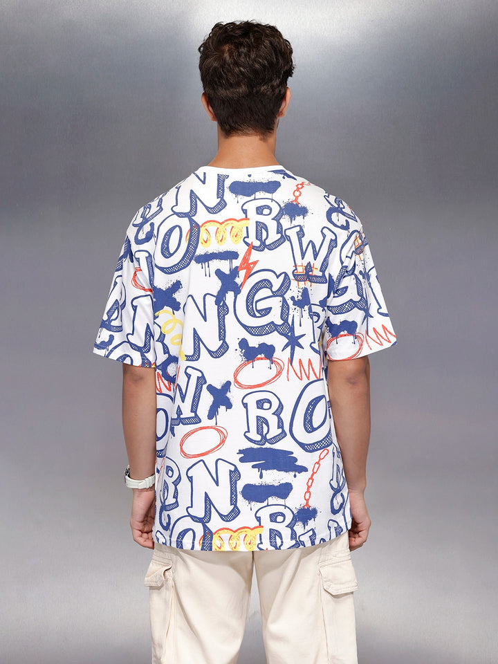 All-over print oversized T-shirt | White