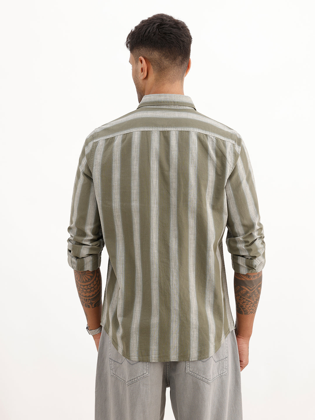 Classic Slim Fit Checkered Shirt | Olive