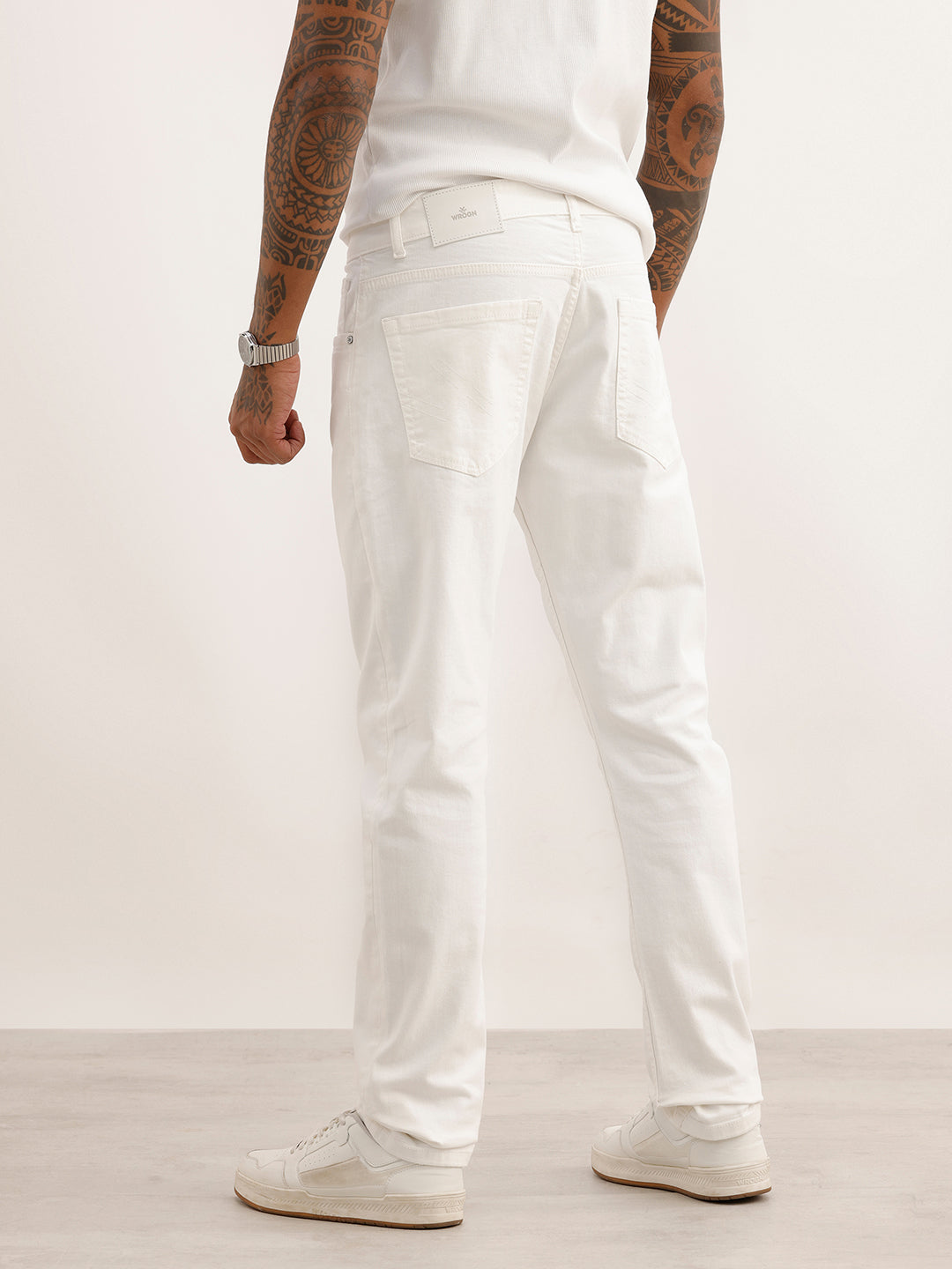 Solid Slim Fit Denim Jeans | White