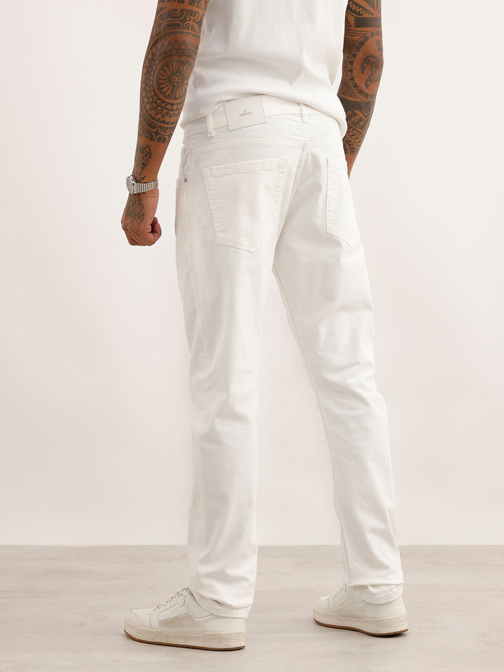 Solid Slim Fit Denim Jeans | White