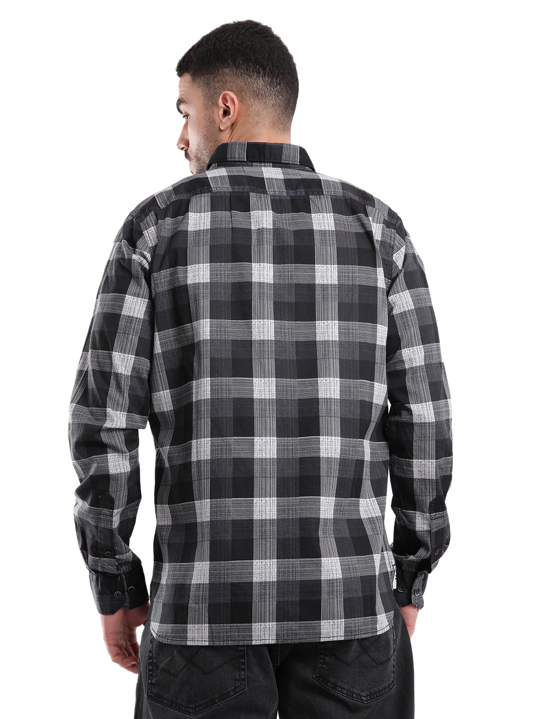 Premium Long Sleeve Checked Black Shirt