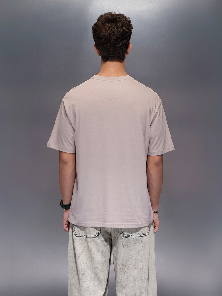 Classic Flock Printed Crew Neck T-Shirt  | Beige