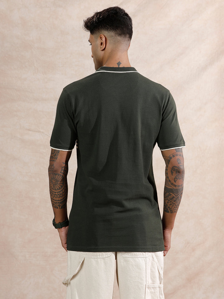 Striped Polo Tshirt | Olive