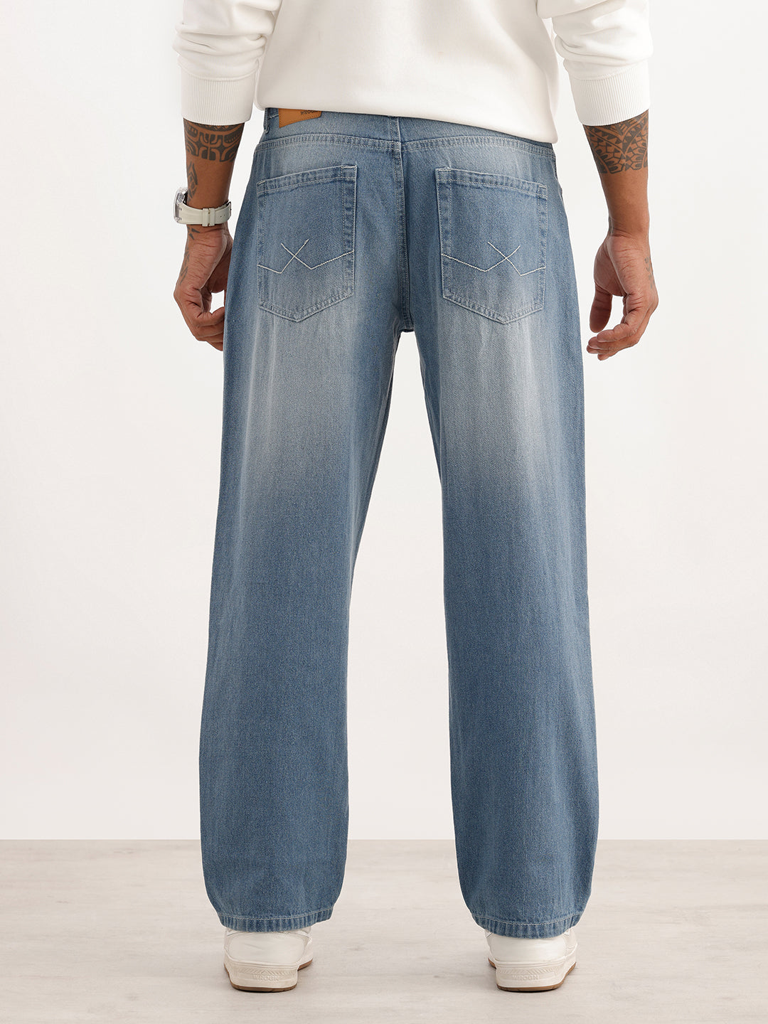 Washed Loose Fit Denim Jeans | Light Blue