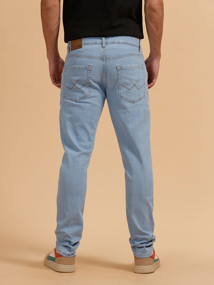Solid Heavy Fade Slim Fit Jeans | Light Blue