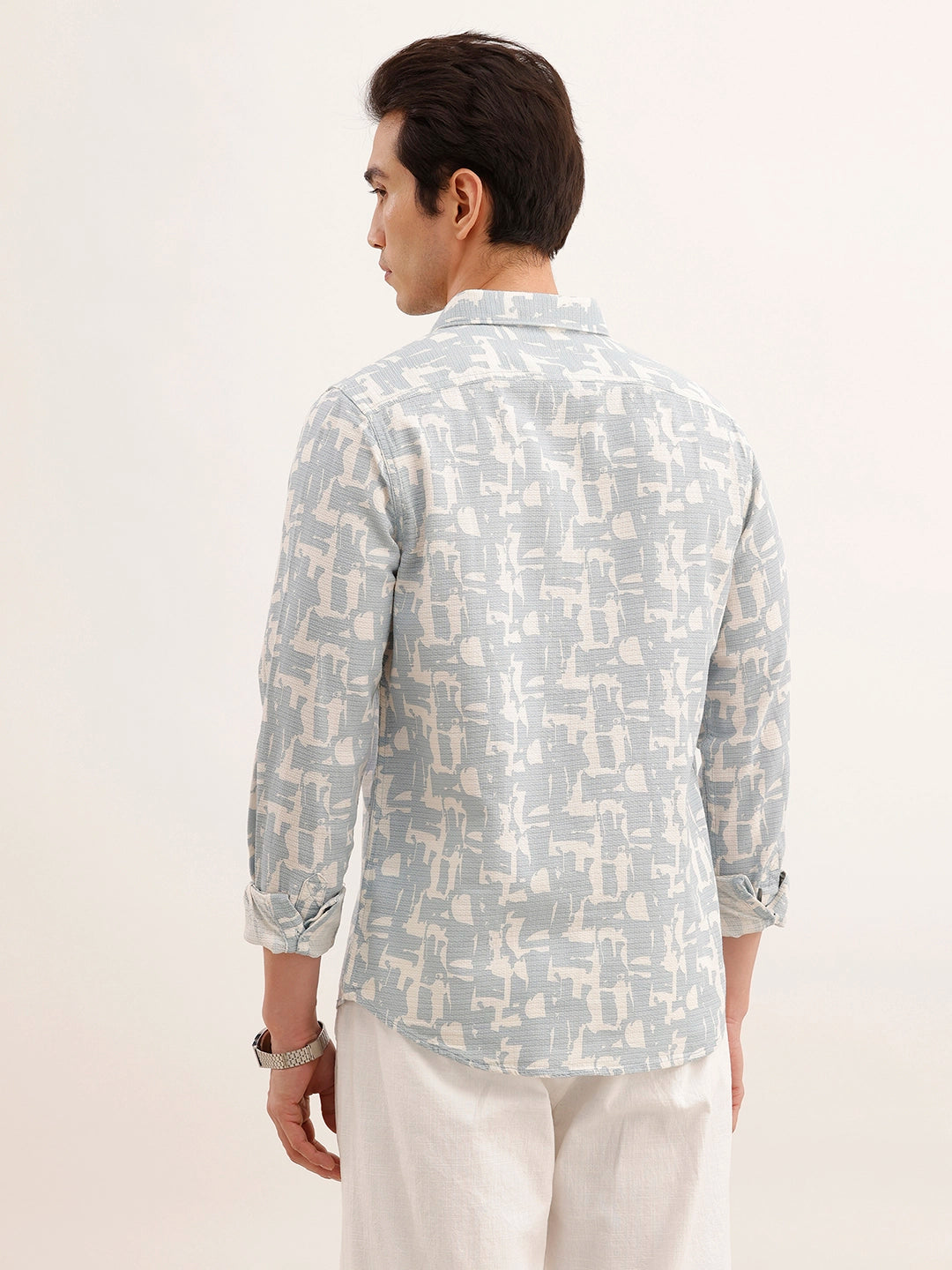 Textured Regular Fit AOP Shirt | Blue