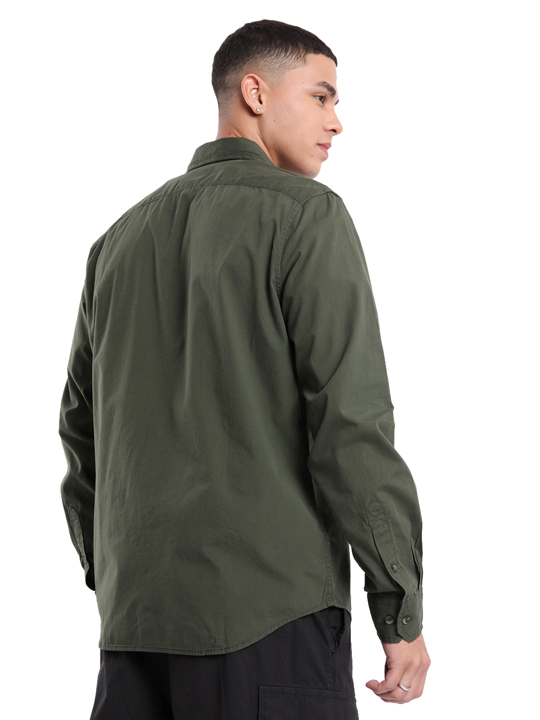 Elite Solid Olive Long Sleeve Shirt