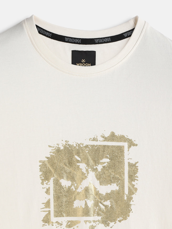 Foil Print Slim Fit T-Shirt | Off White