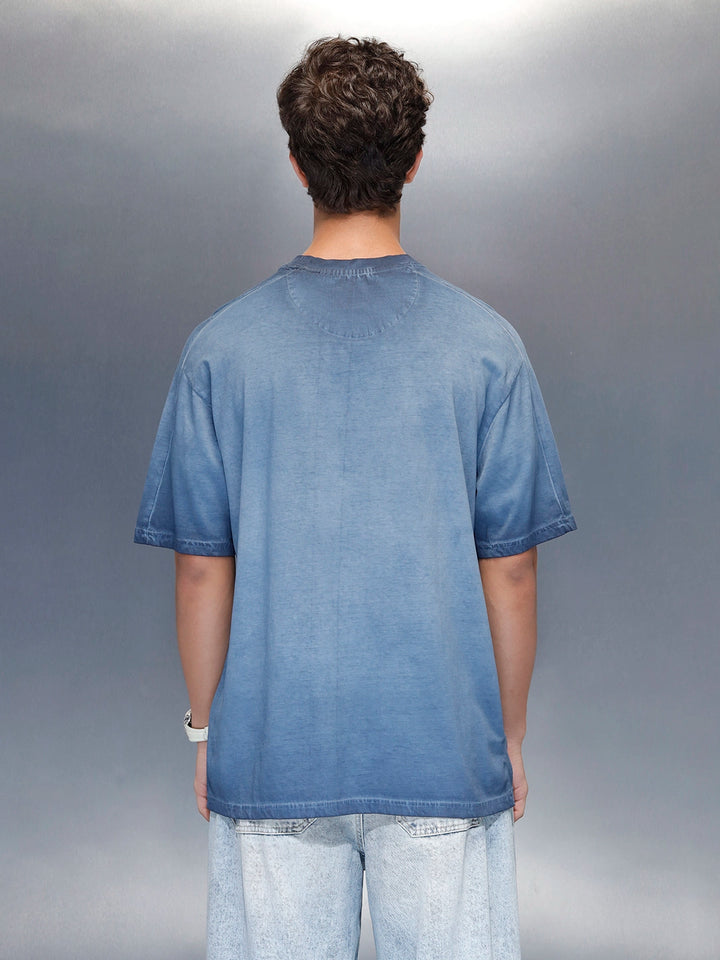 Wrogn branded washed oversized fit t-shirt | Blue