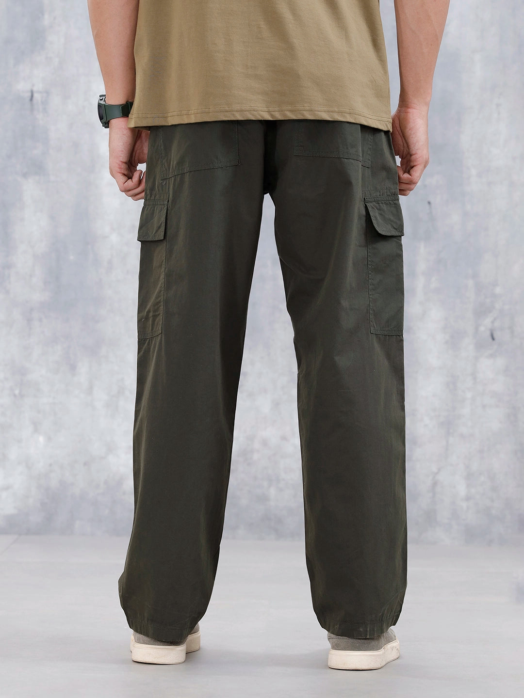 Men's Casual Loose Fit Cargo Trousers | Green