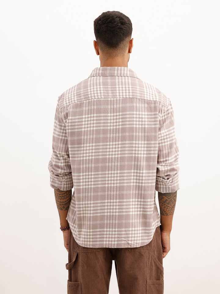 Comfort Fit Full Sleeve Checkered Shirt | Purple
