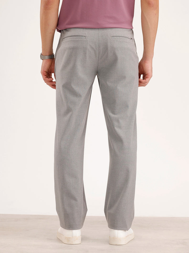 Solid Straight Fit Trouser | Grey