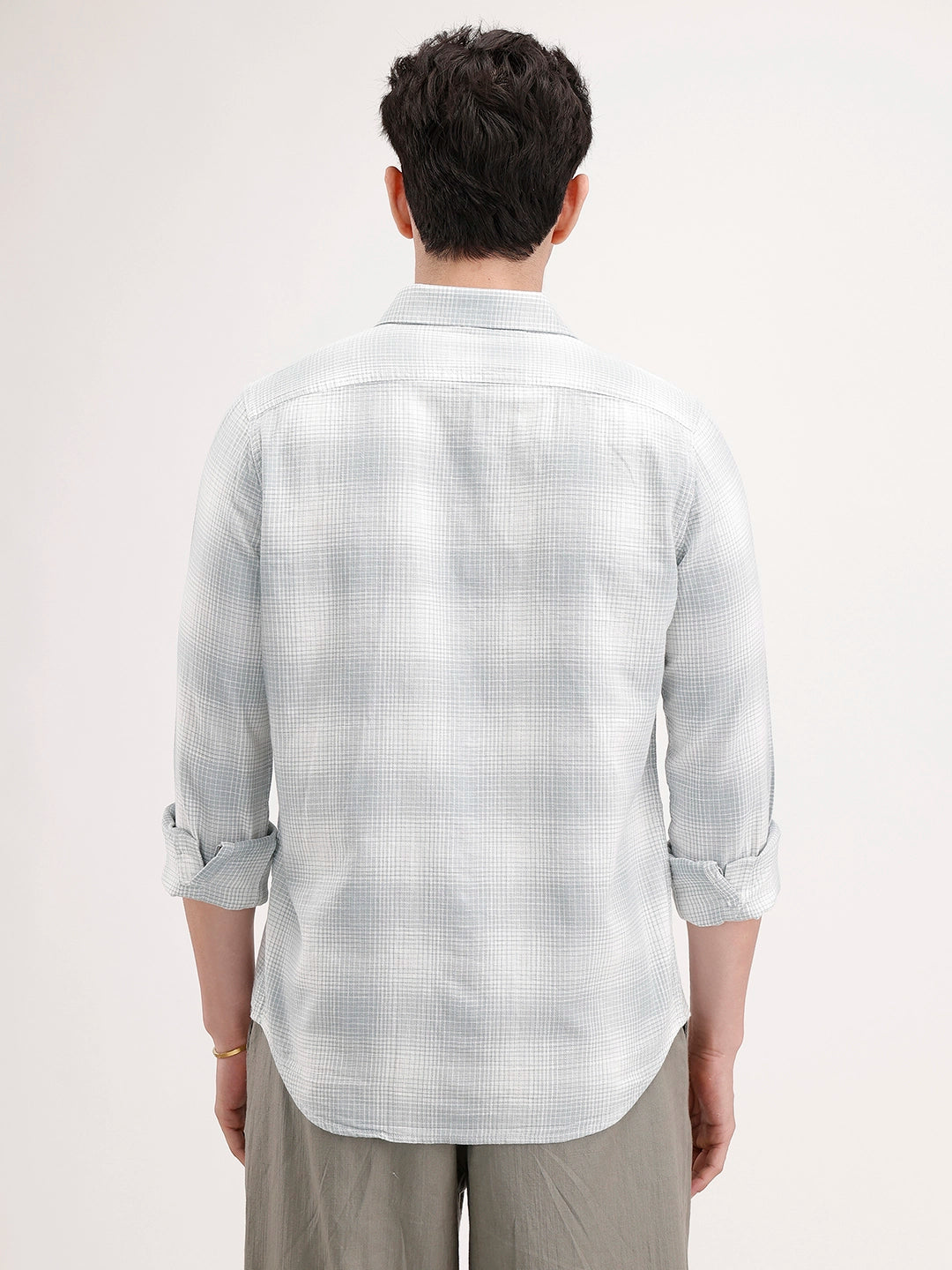 Slim Fit Checkered Shirt | Light Green