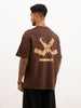 Classic Oversized Back Printed T-Shirt | Brown