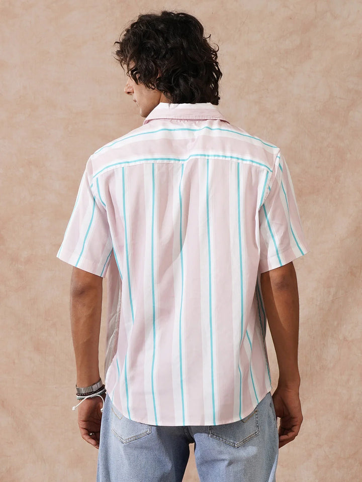 Striped Micro Cord Texture Shirt | Pink